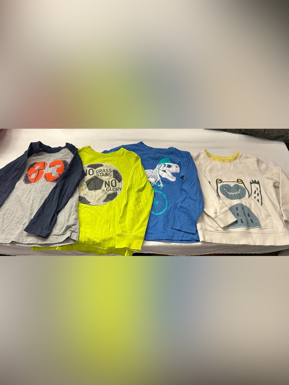 Kids Long-Sleeve Graphic Tee - Lime, Blue, Gray, Cream